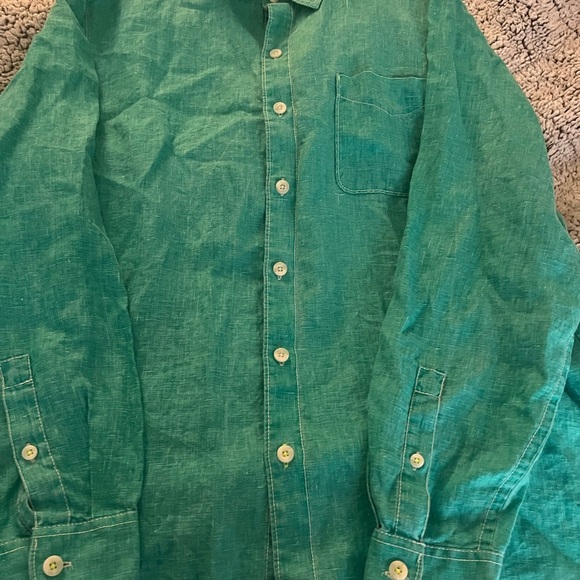 Tommy Bahama 100 percent linen Green Casual Button Down Shirt Mens XL - Picture 4 of 5